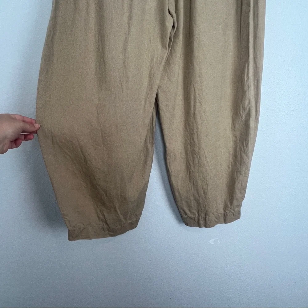 United Colors of Benetton | Tan Linen Pants Wide Leg  Breathable Summer Casual M - Picture 2 of 8